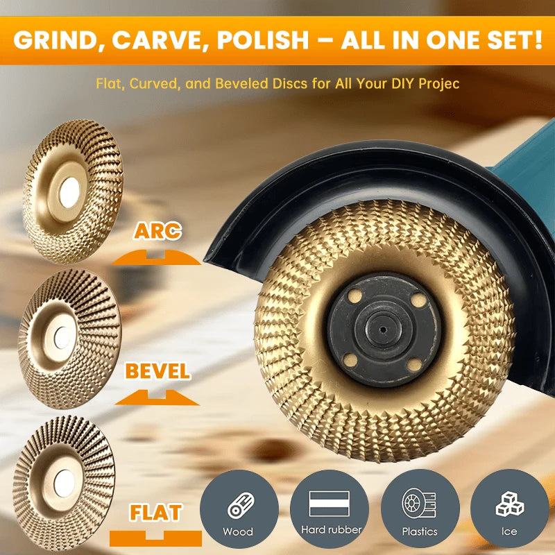 Wood carving and grinding wheel set - Shaped grinding wheels for wood cutting