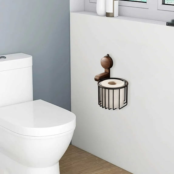Suction-Cup Walnut-Finish Paper Towel Holder – Vintage-Style Kitchen & Bathroom Organizer