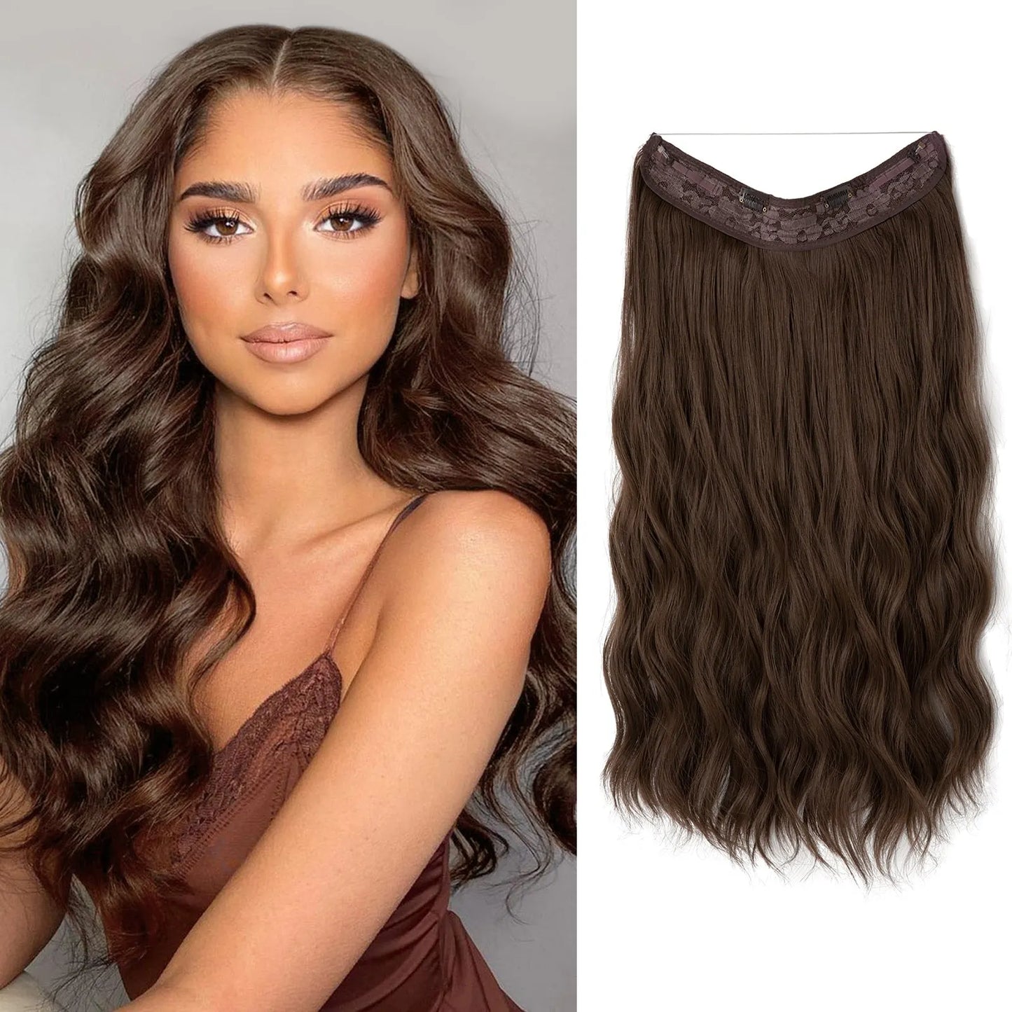 👸One-piece invisible wire hair extensions