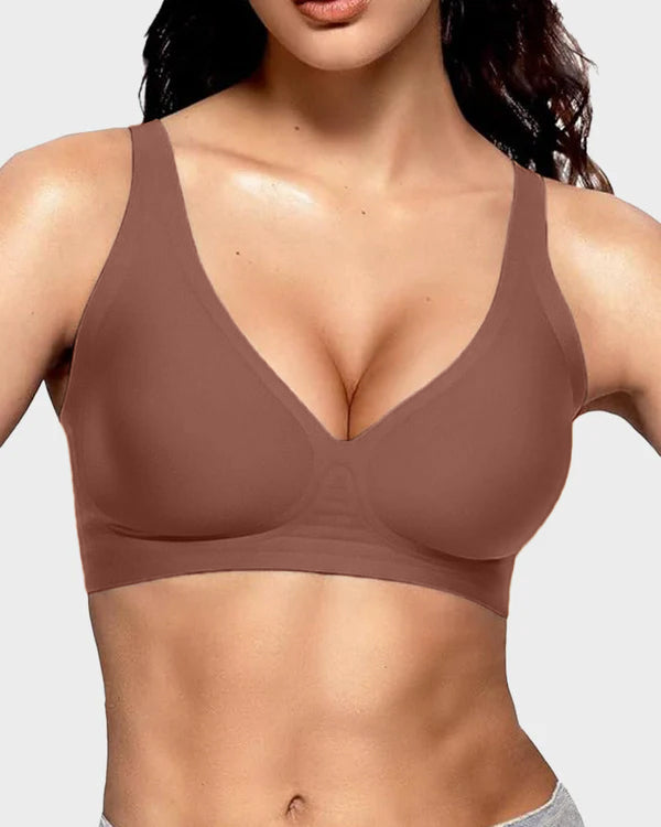 💕👙 Comfortable, seamless, deep V-neck, push-up bra without underwire