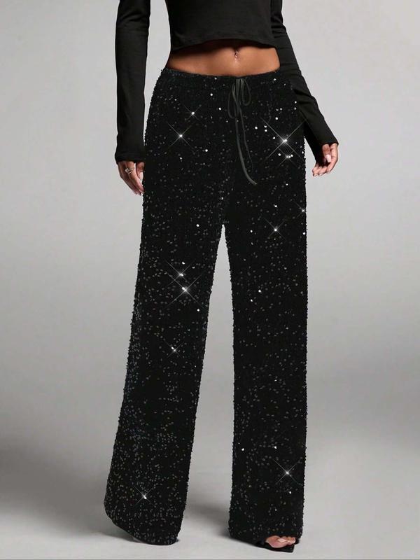 Women's Wide Leg Sequin Pants Festive Sparkle & Guaranteed Comfort