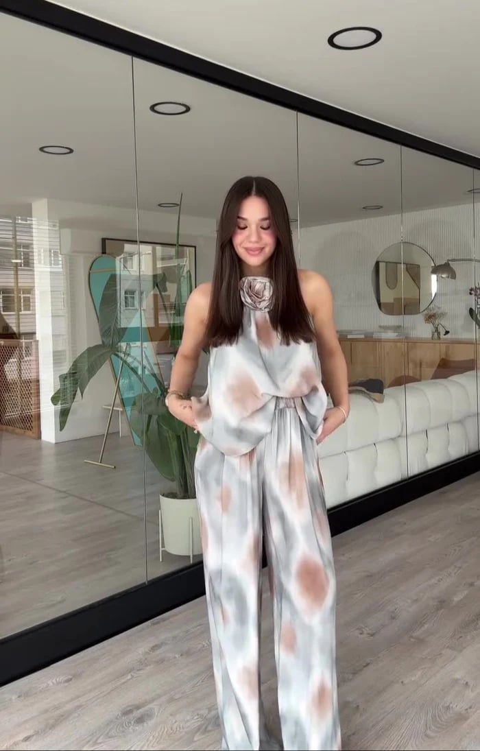 Vacation Style Casual Sleeveless Shirt and Pants Set
