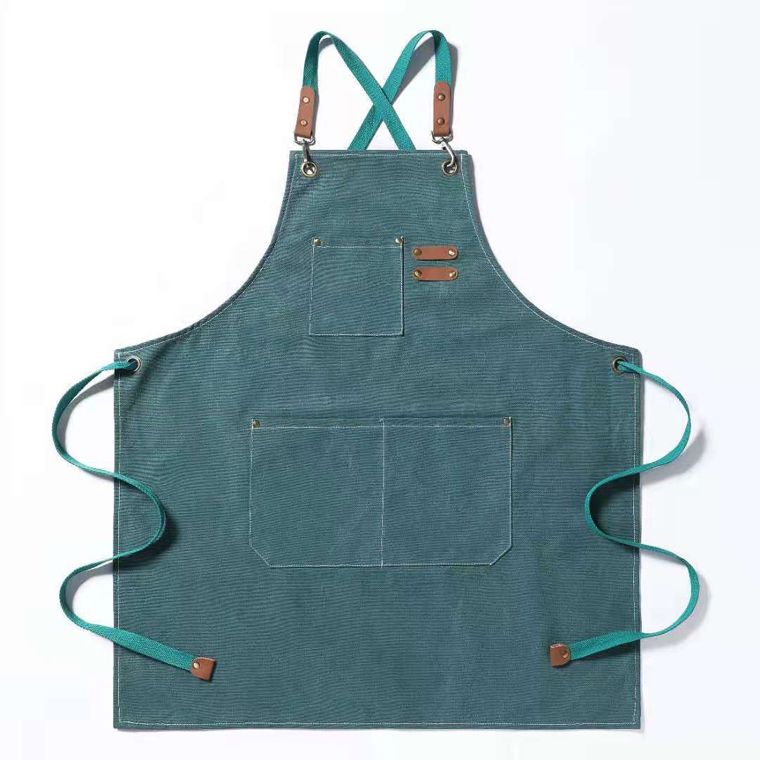 Cotton Canvas Cross Back Chef Apron (Adjustable, Large Pockets)