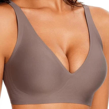 💕👙 Comfortable, seamless, deep V-neck, push-up bra without underwire
