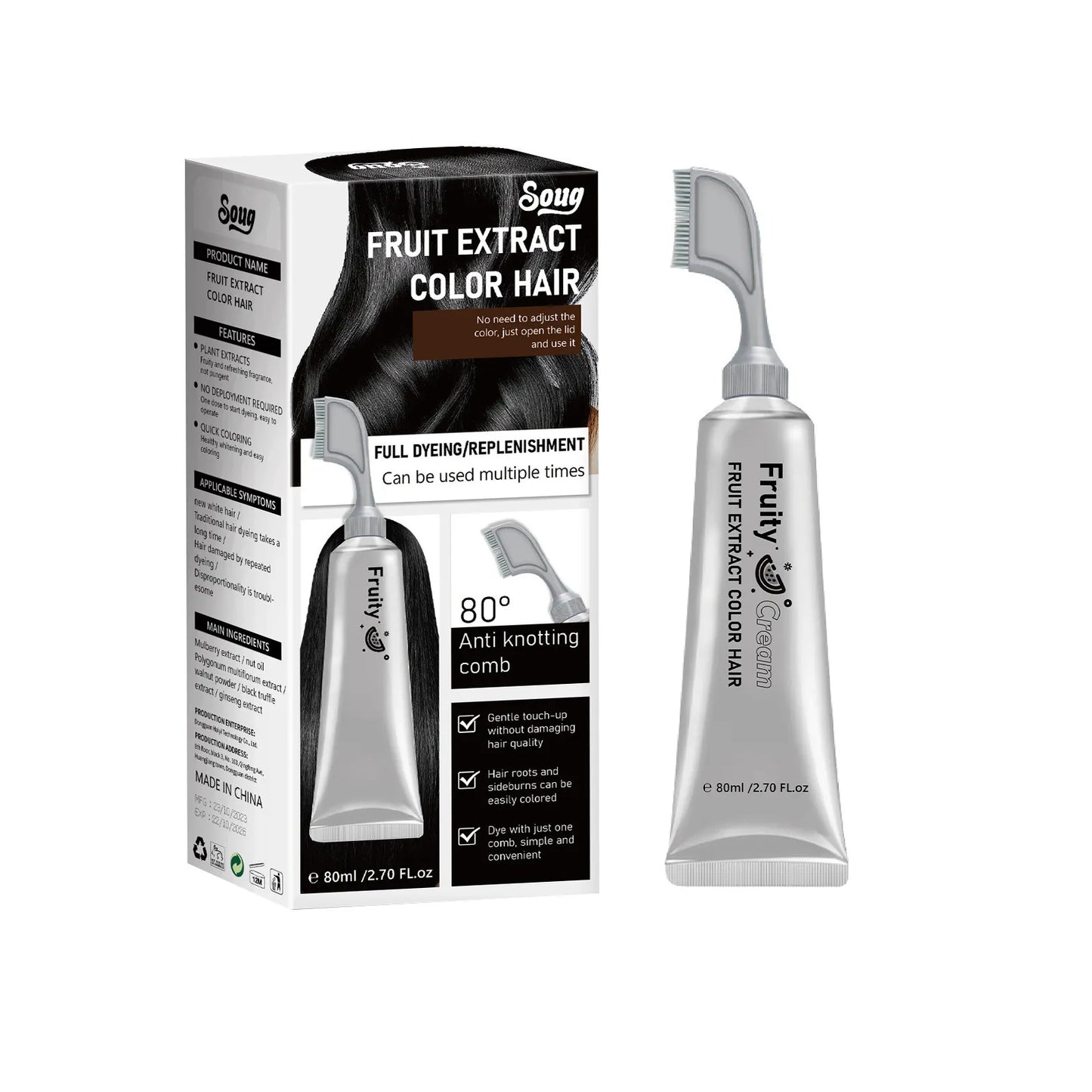 🍋Instant blackening hair dye comb—covers gray hair immediately
