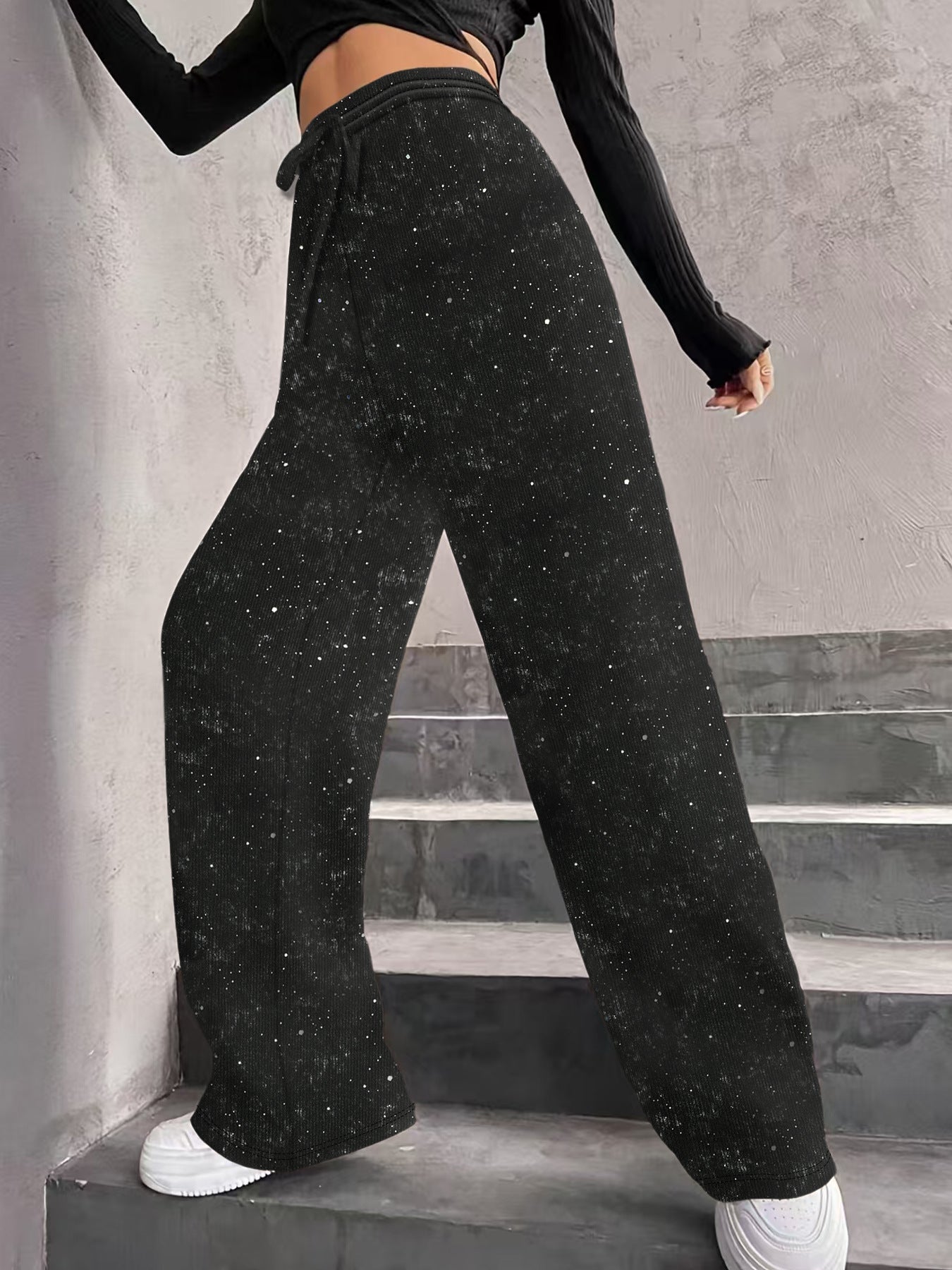 Women's Wide Leg Sequin Pants Festive Sparkle & Guaranteed Comfort