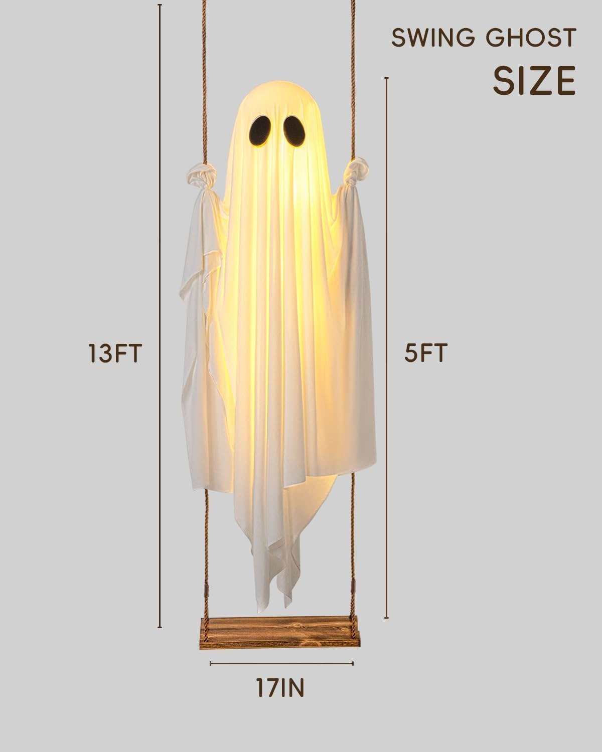 👻 Hanging Ghost Swing Decoration with String Lights🎃