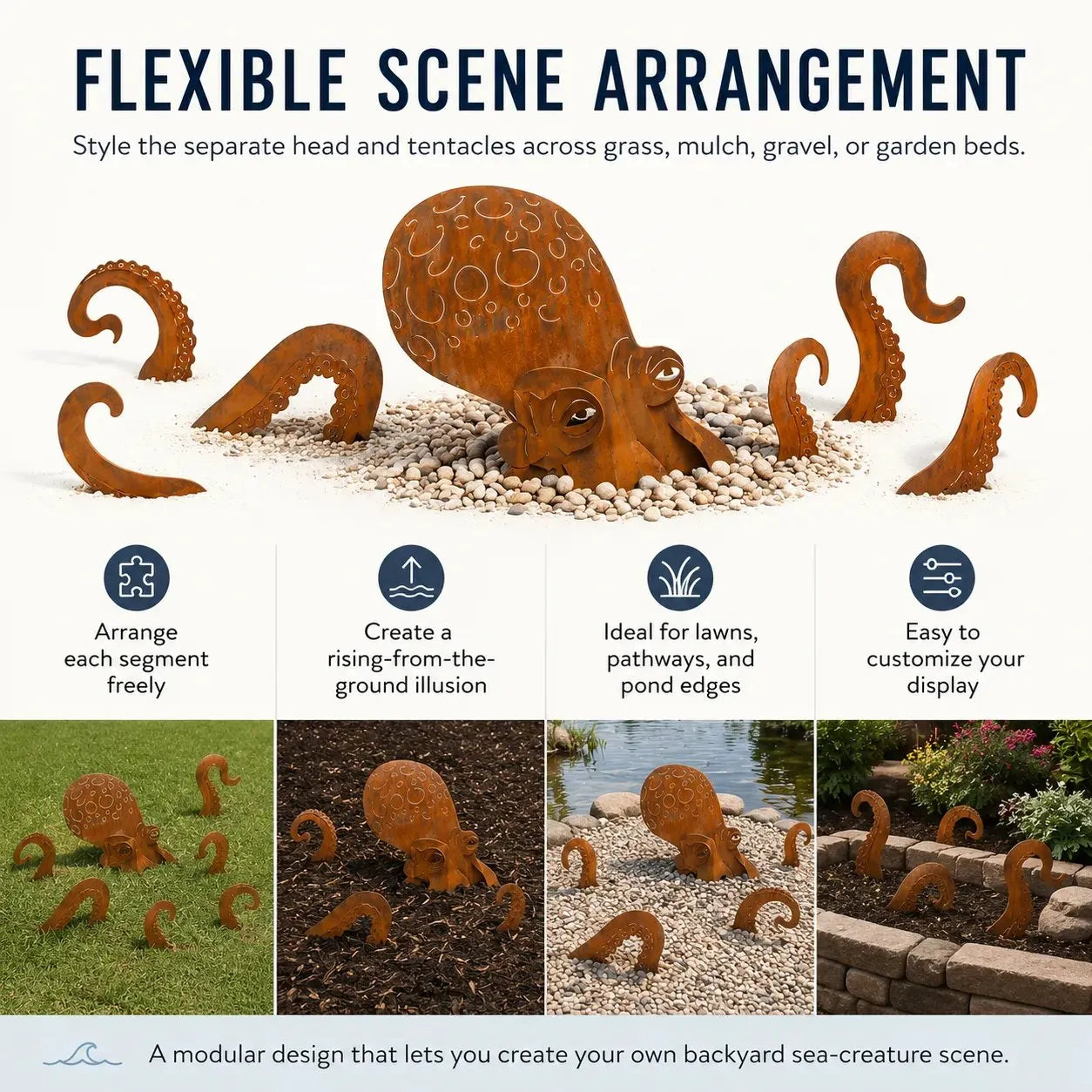🐙 Hot Sale 🐙Outdoor Octopus Garden Sculpture with a Rusted Finish
