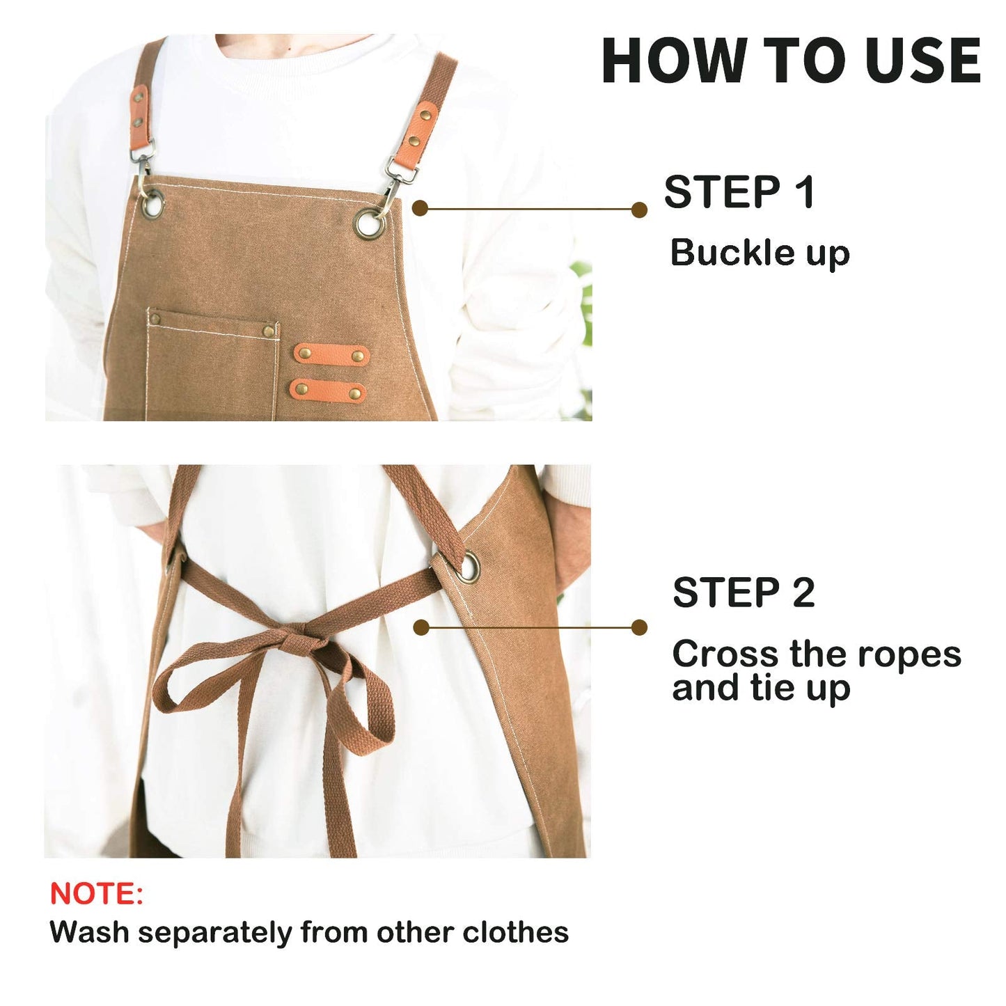 Cotton Canvas Cross Back Chef Apron (Adjustable, Large Pockets)