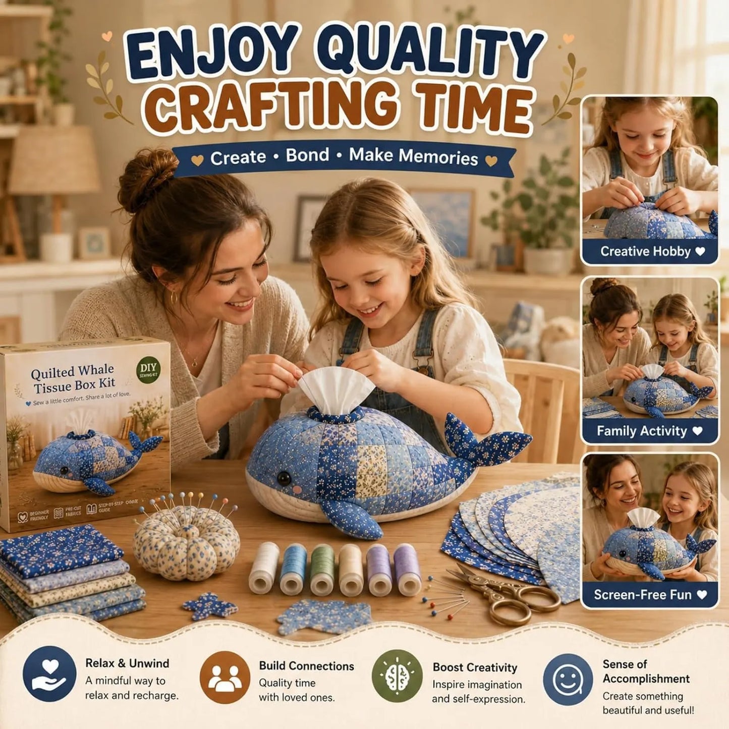 ⚡New Arrival🧵DIY Animal-Themed Patchwork-Style Tissue Box Kit