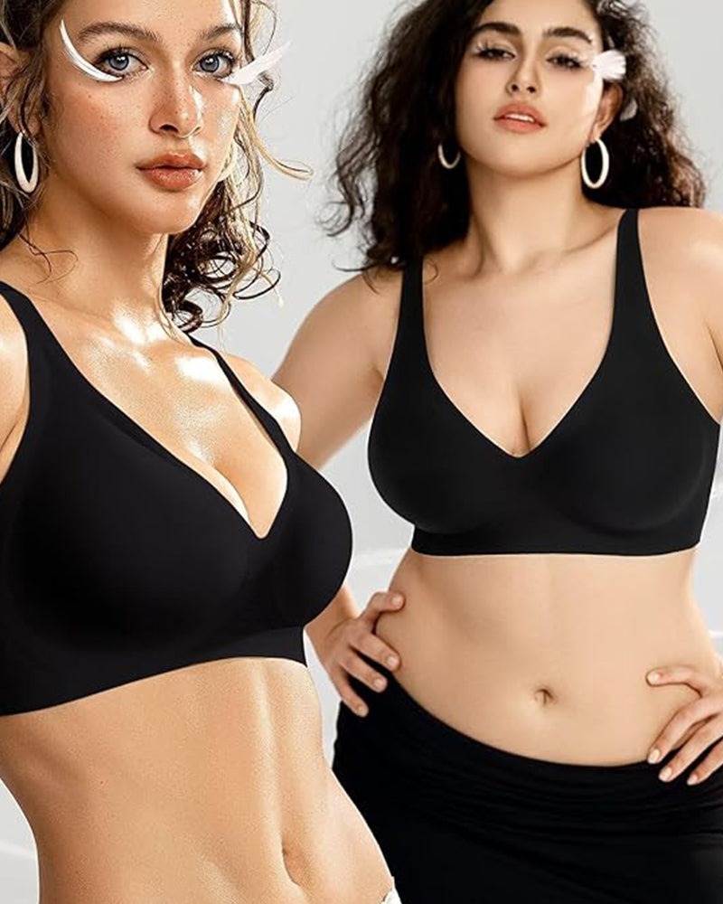 💕👙 Comfortable, seamless, deep V-neck, push-up bra without underwire