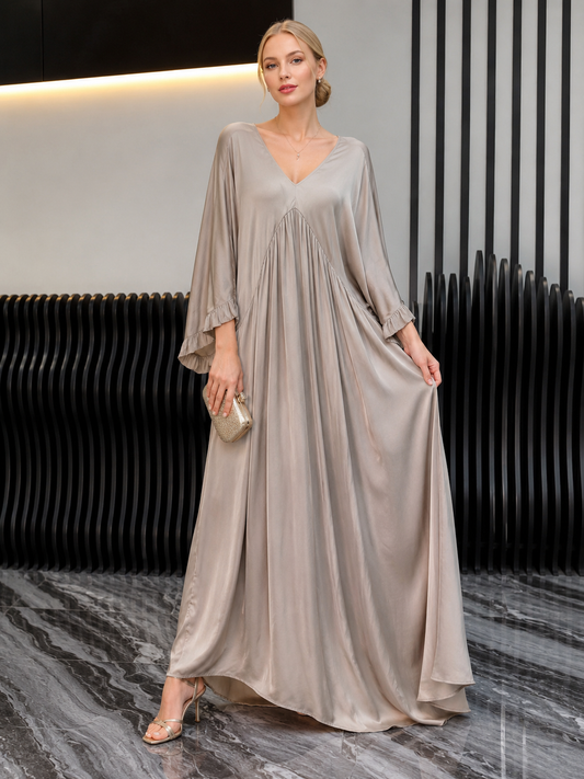Women's V-neck Satin Comfortable Casual Dress
