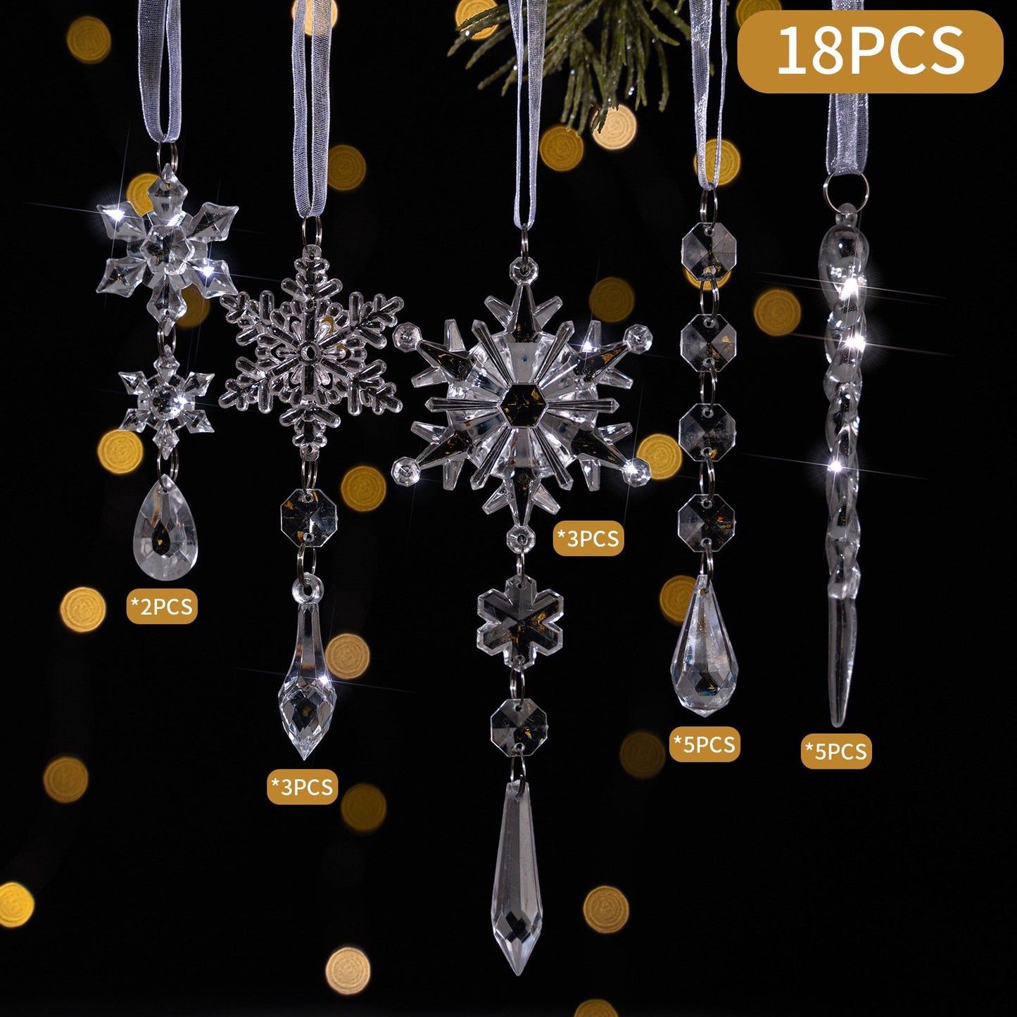 🎅🎄Winter New Year Party Supplies Set - Crystal Snowflake Ornaments For Christmas Tree