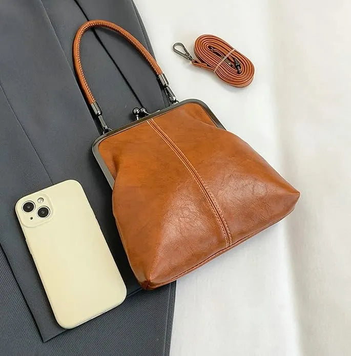 Women's Leather Kiss Buckle Crossbody/Shoulder Bag