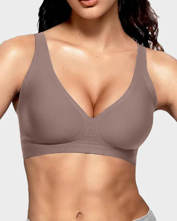 💕👙 Comfortable, seamless, deep V-neck, push-up bra without underwire