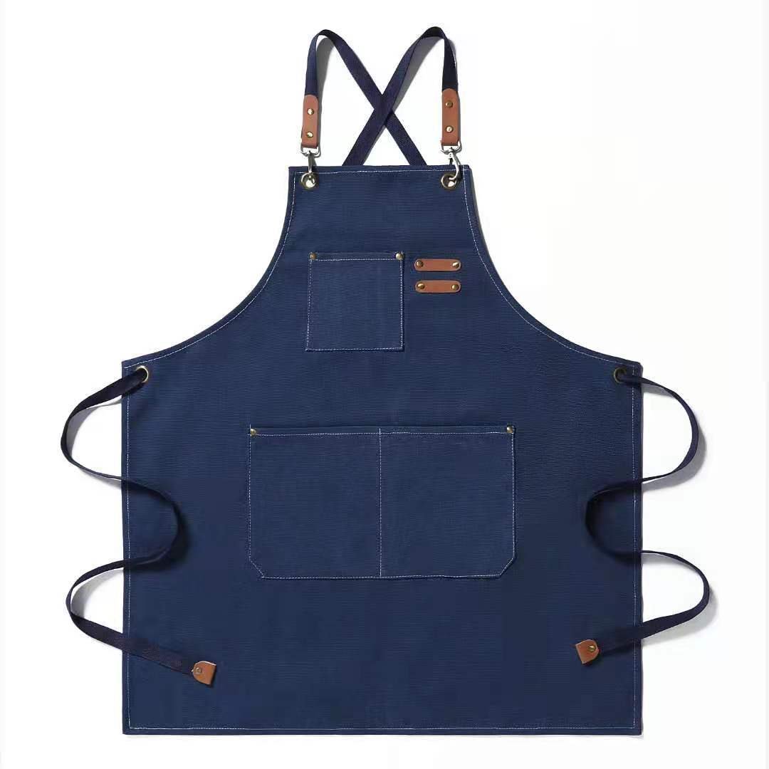 Cotton Canvas Cross Back Chef Apron (Adjustable, Large Pockets)