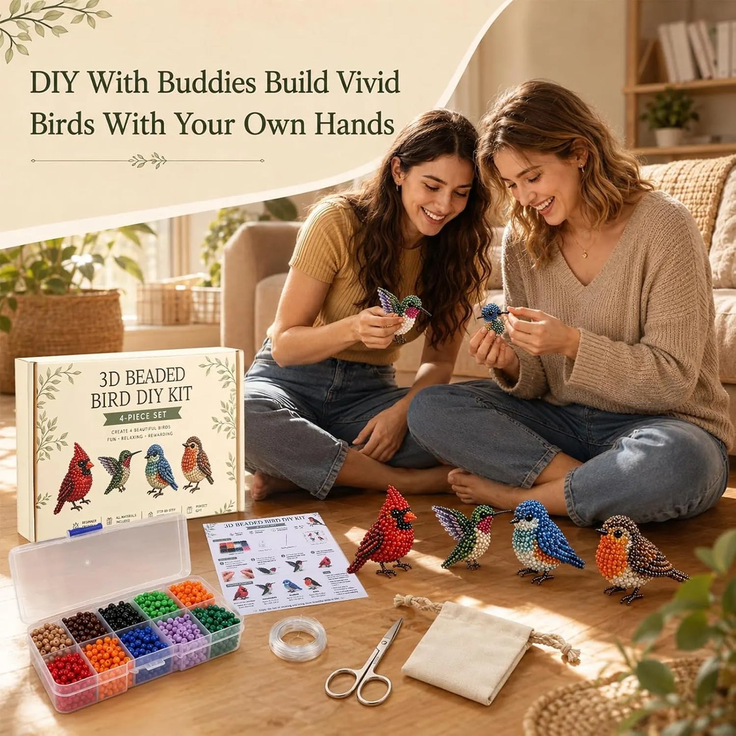 🦌Most Popular🧵Mini 3D Beaded Animal Craft Kit