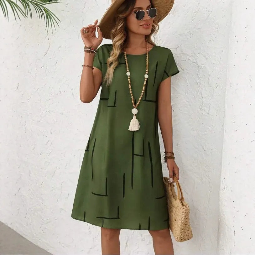 📣📣Hot Item: Crew Neck Short-Sleeve Dress