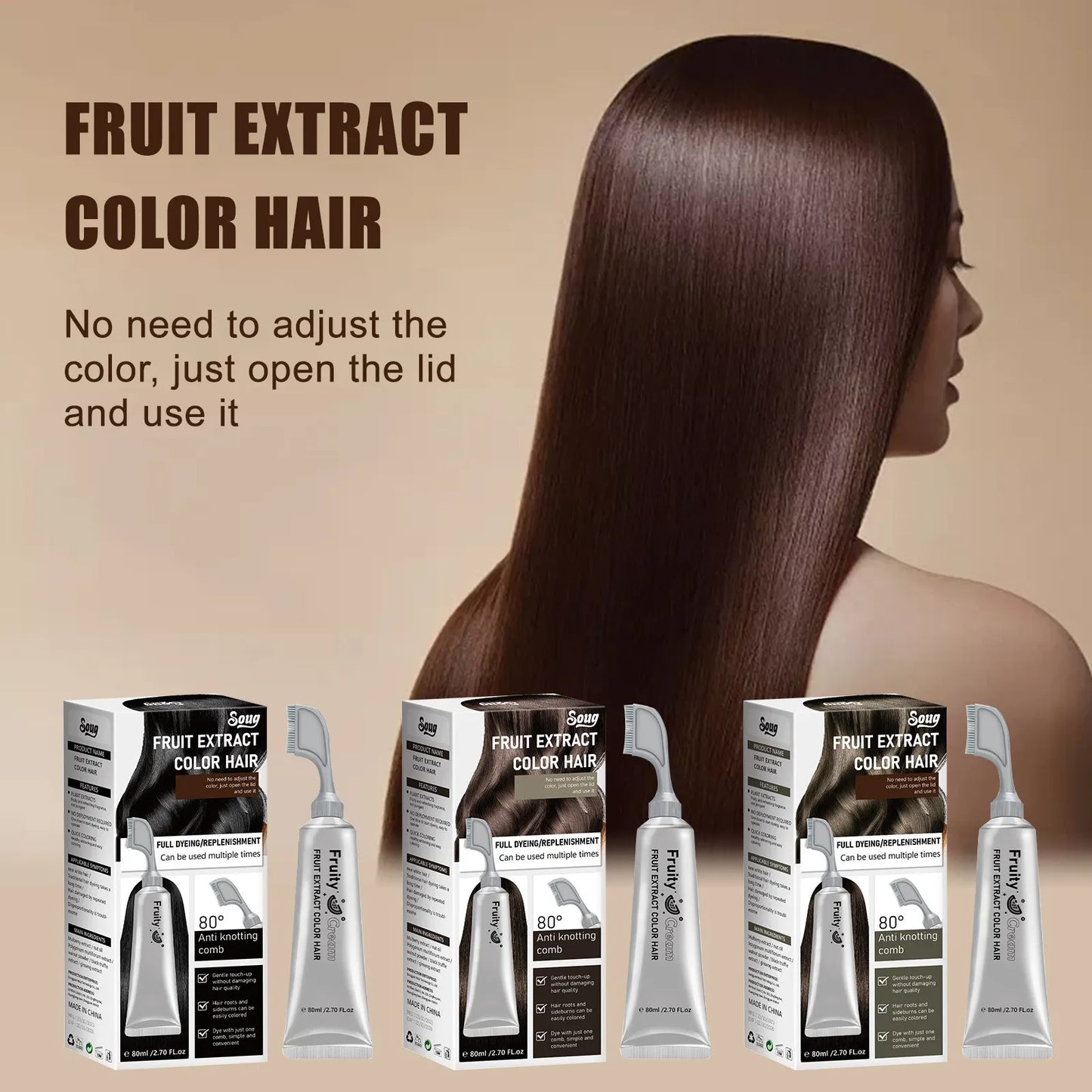 🍋Instant blackening hair dye comb—covers gray hair immediately