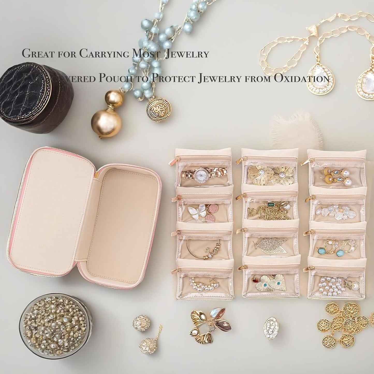 🎁 Portable Jewelry Box for Earrings Necklace Rings