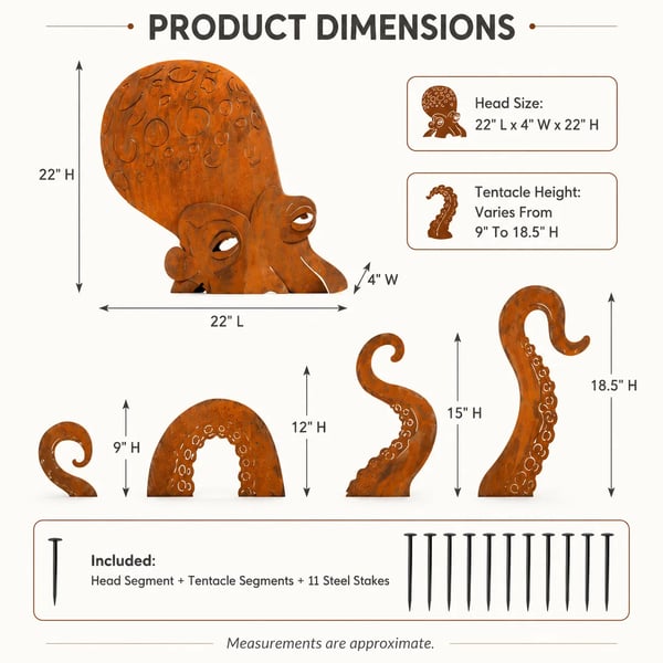 🐙 Hot Sale 🐙Outdoor Octopus Garden Sculpture with a Rusted Finish