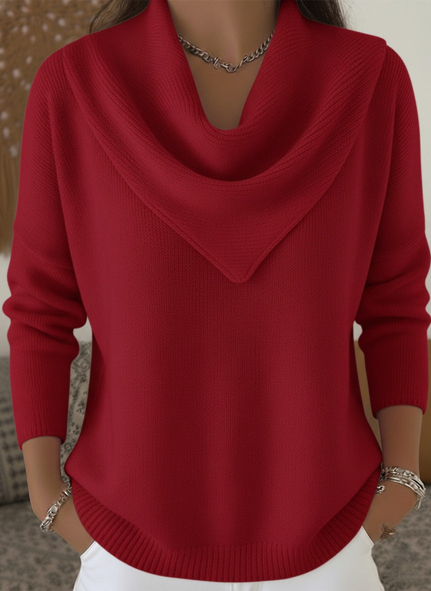 🧥Triangle Neck Solid Color Long Sleeve Tops Casual Sweaters for Women