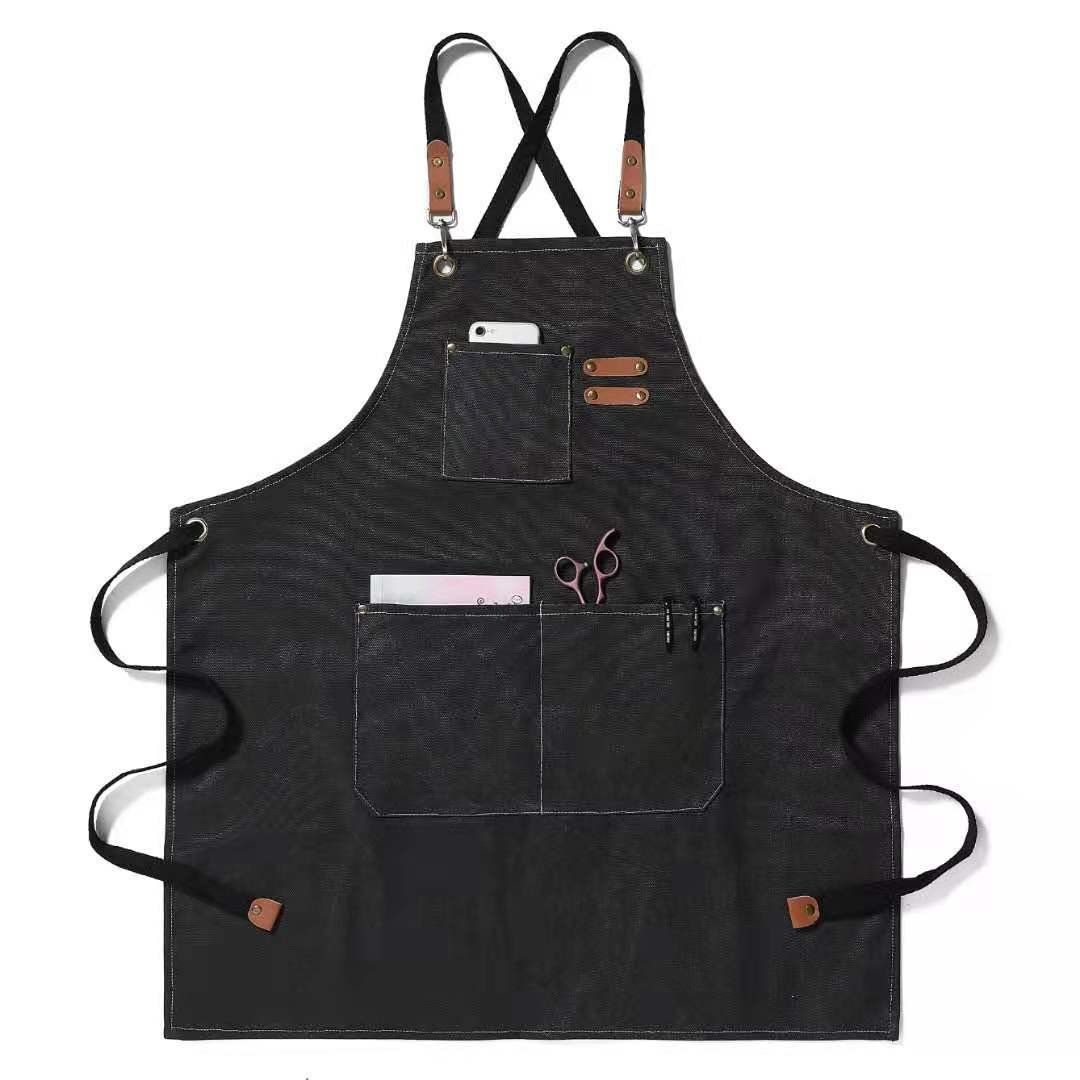 Cotton Canvas Cross Back Chef Apron (Adjustable, Large Pockets)