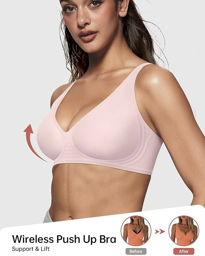 💕👙 Comfortable, seamless, deep V-neck, push-up bra without underwire