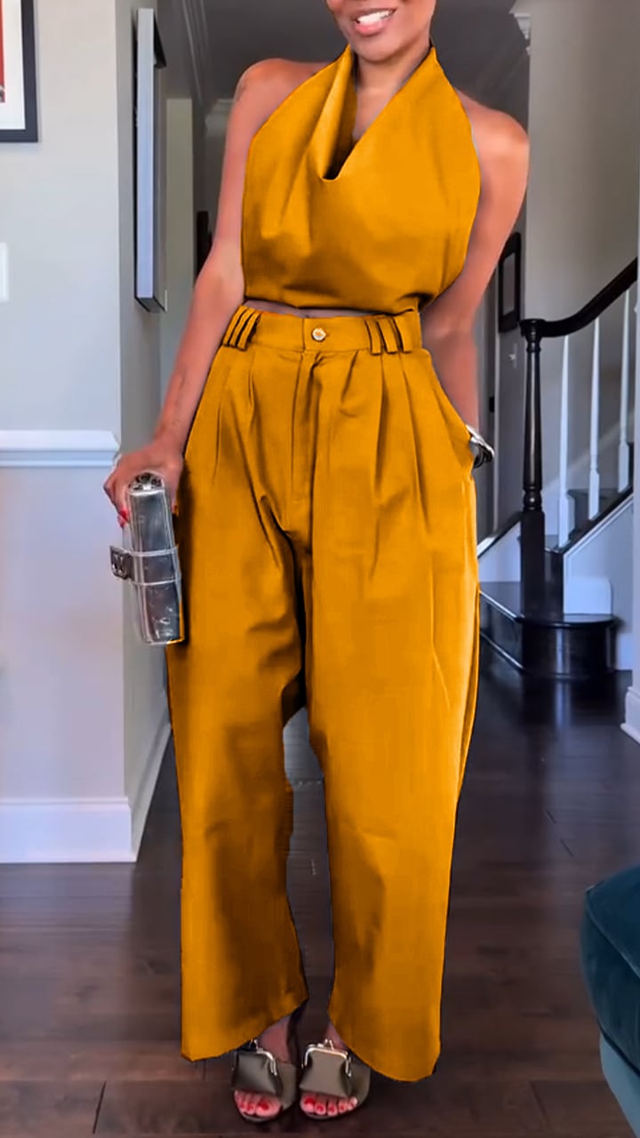 Women's Halter Neck Cotton & Linen Sleeveless Casual Suit 💎