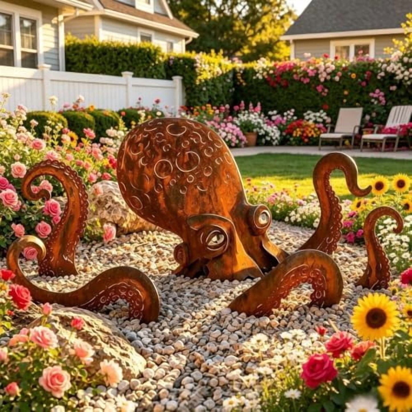 🐙 Hot Sale 🐙Outdoor Octopus Garden Sculpture with a Rusted Finish