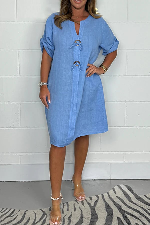 👗2025 Hot Sale💖Plus-Size Tunic Dress with Button Detail