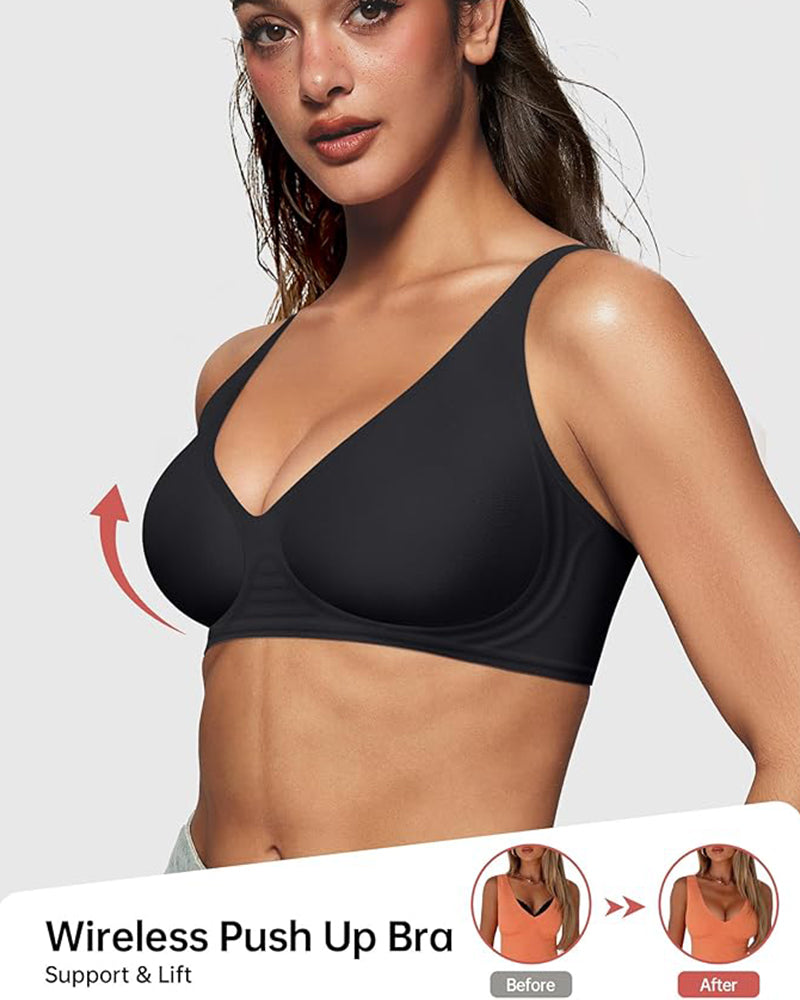 💕👙 Comfortable, seamless, deep V-neck, push-up bra without underwire