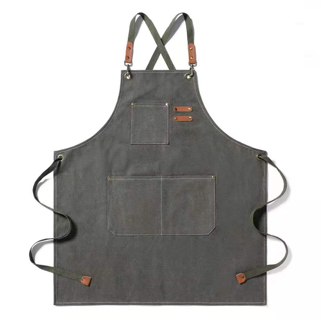 Cotton Canvas Cross Back Chef Apron (Adjustable, Large Pockets)