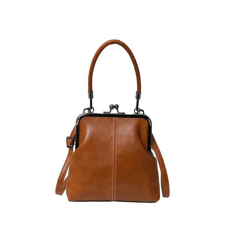 Women's Leather Kiss Buckle Crossbody/Shoulder Bag