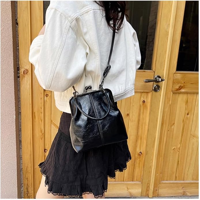 Women's Leather Kiss Buckle Crossbody/Shoulder Bag