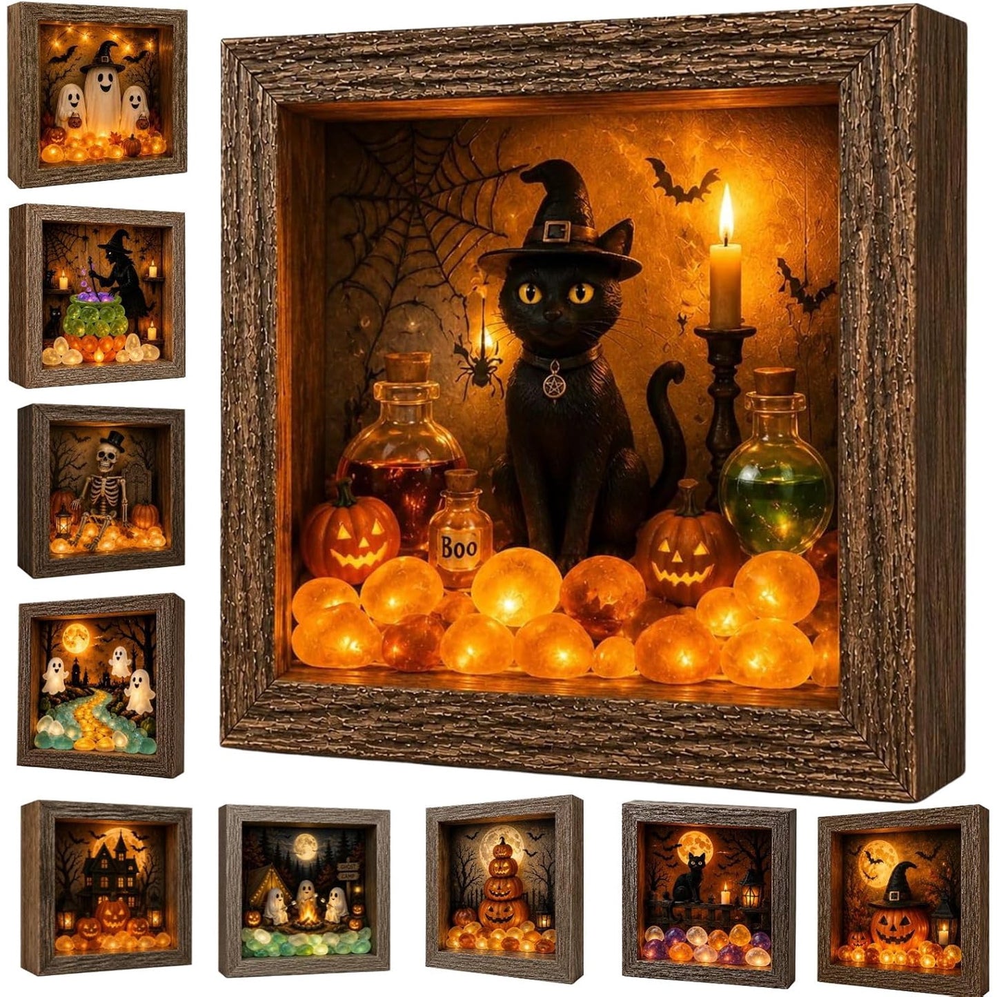 💡DIY 3D Light-Up Halloween Shadow Box Kit🎃