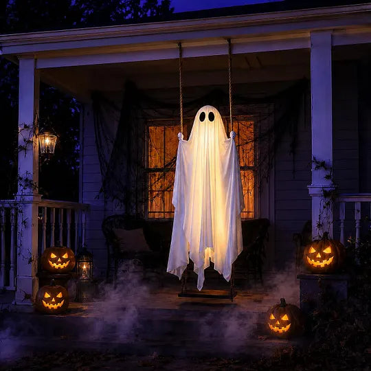 👻 Hanging Ghost Swing Decoration with String Lights🎃