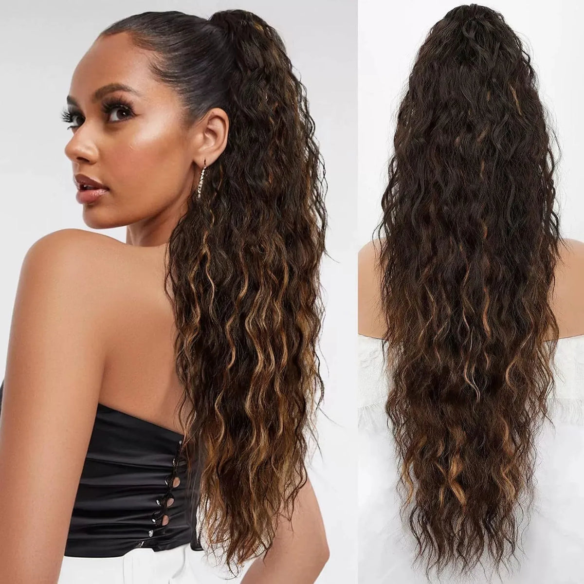 💖Clip-In Wave Ponytail Hair Extension Natural Fluffy African Style Wig💖