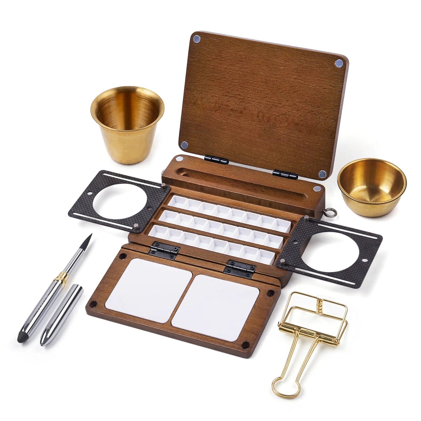 🎨Perfect for Plein Air Painting – Portable 24-Well Watercolor Palette Set