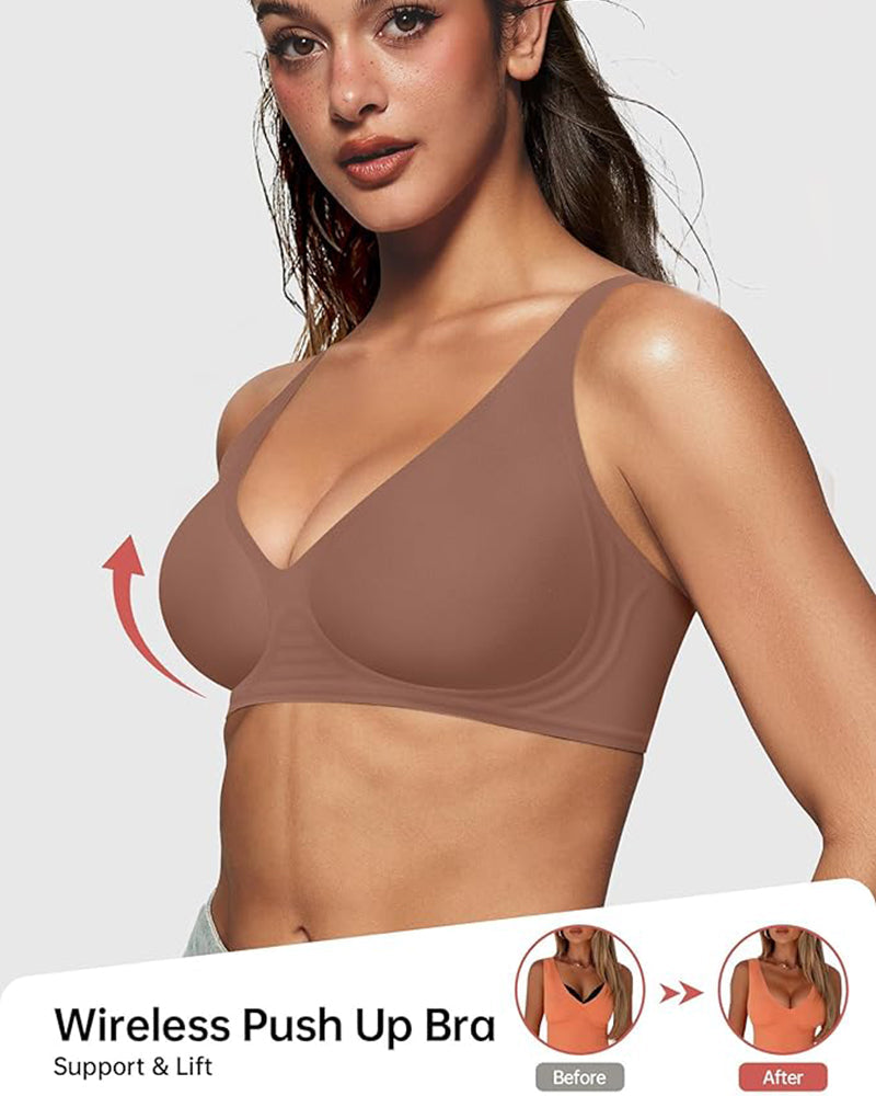 💕👙 Comfortable, seamless, deep V-neck, push-up bra without underwire
