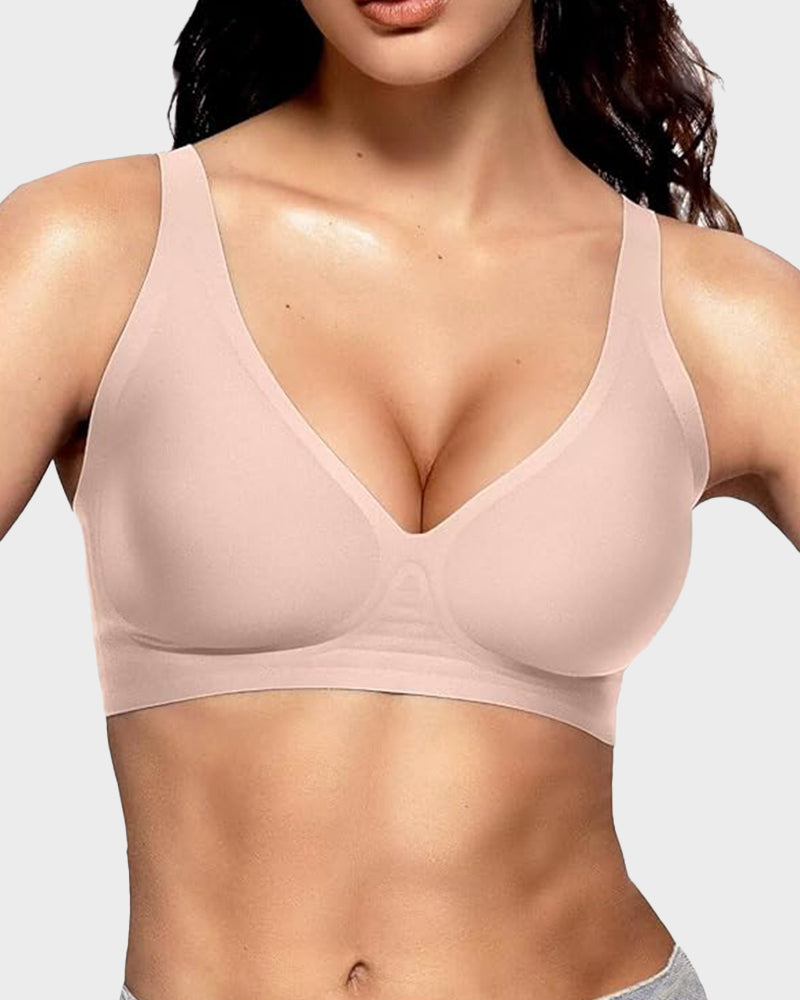 💕👙 Comfortable, seamless, deep V-neck, push-up bra without underwire