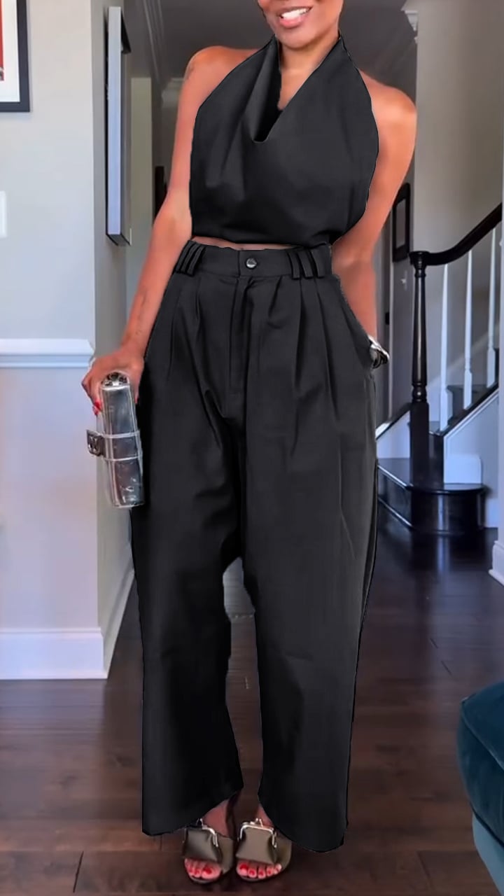 Women's Halter Neck Cotton & Linen Sleeveless Casual Suit 💎