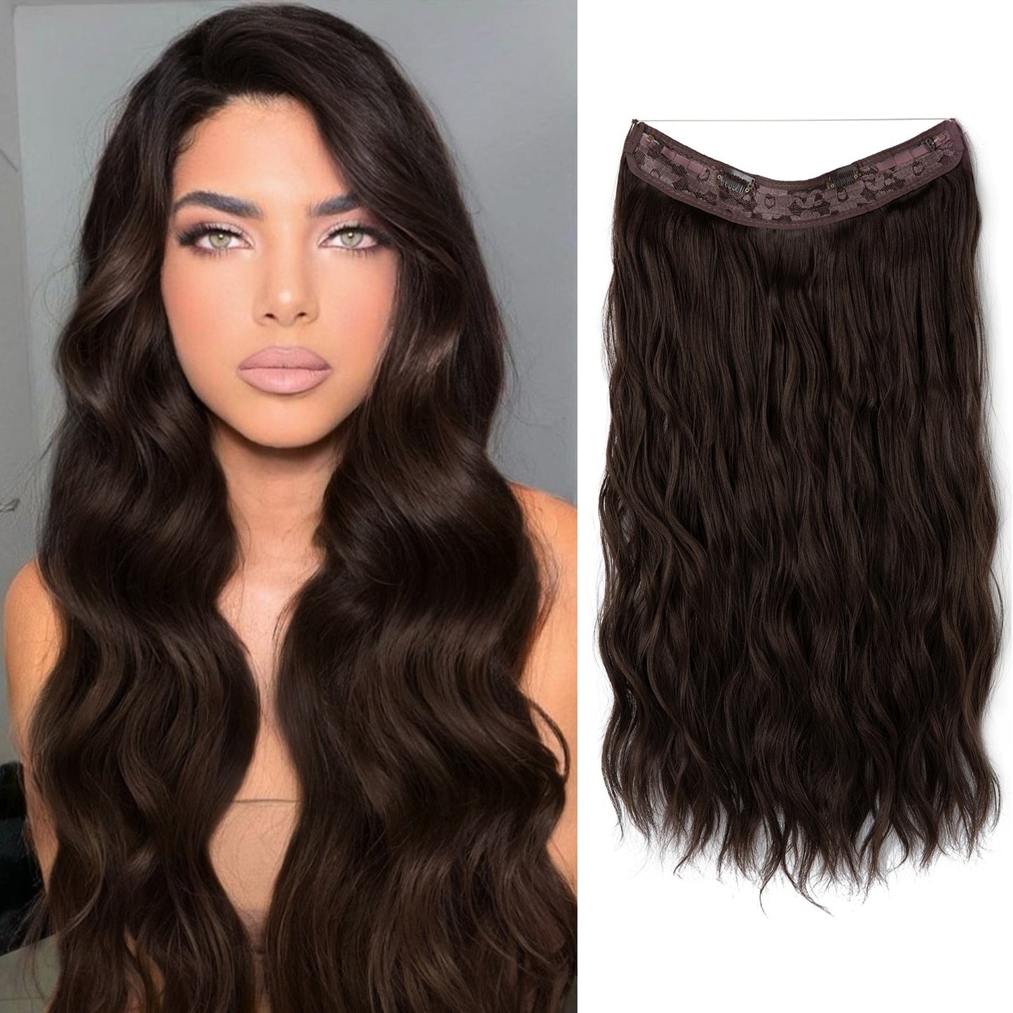 👸One-piece invisible wire hair extensions