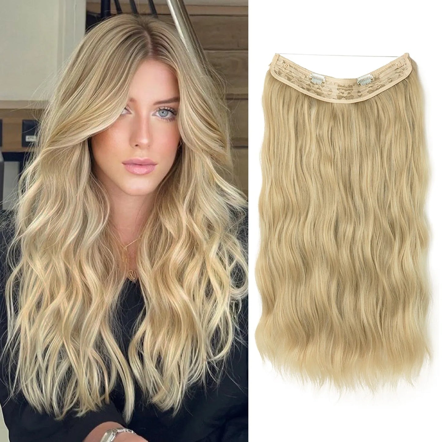 👸One-piece invisible wire hair extensions