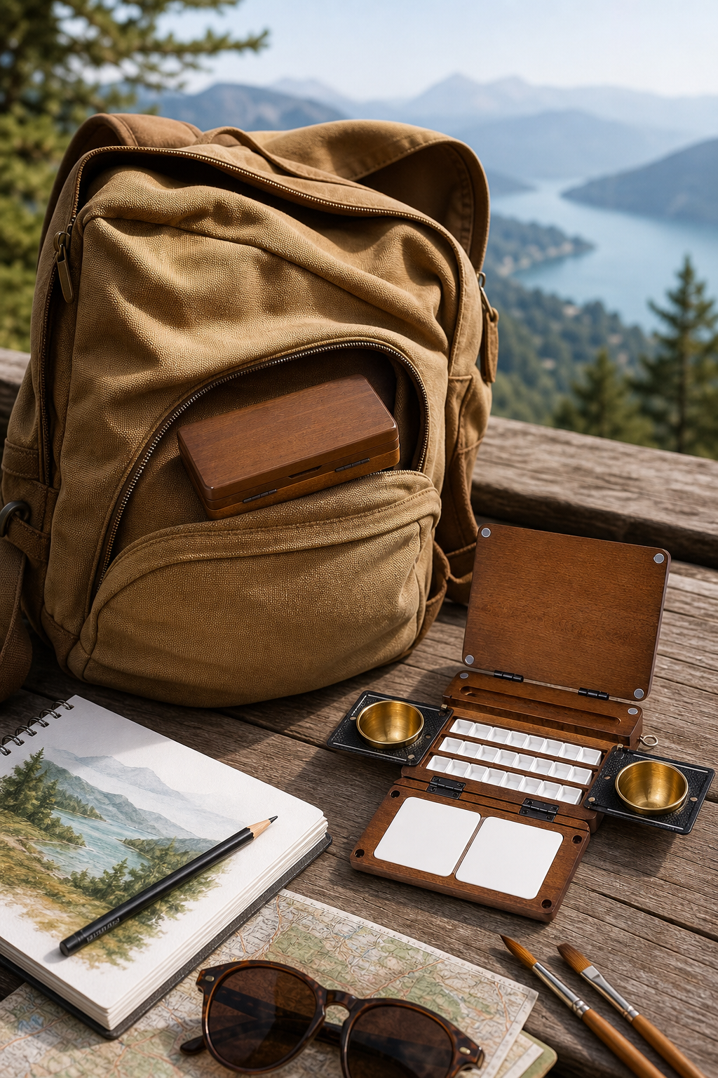 🎨Perfect for Plein Air Painting – Portable 24-Well Watercolor Palette Set