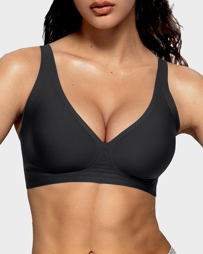💕👙 Comfortable, seamless, deep V-neck, push-up bra without underwire