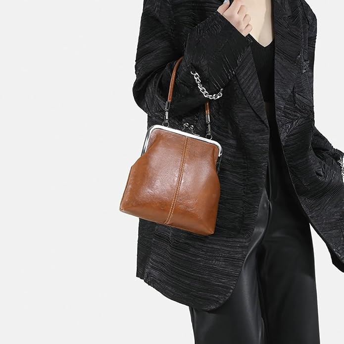 Women's Leather Kiss Buckle Crossbody/Shoulder Bag