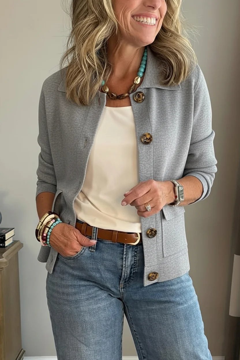 Women's Lapel Pocket Jacket