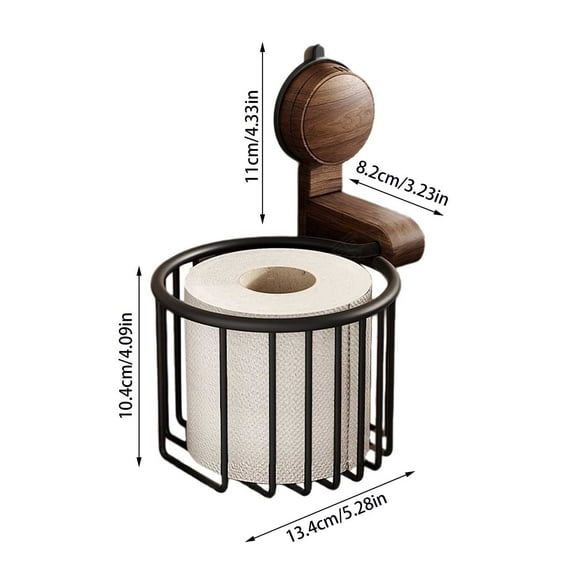 Suction-Cup Walnut-Finish Paper Towel Holder – Vintage-Style Kitchen & Bathroom Organizer