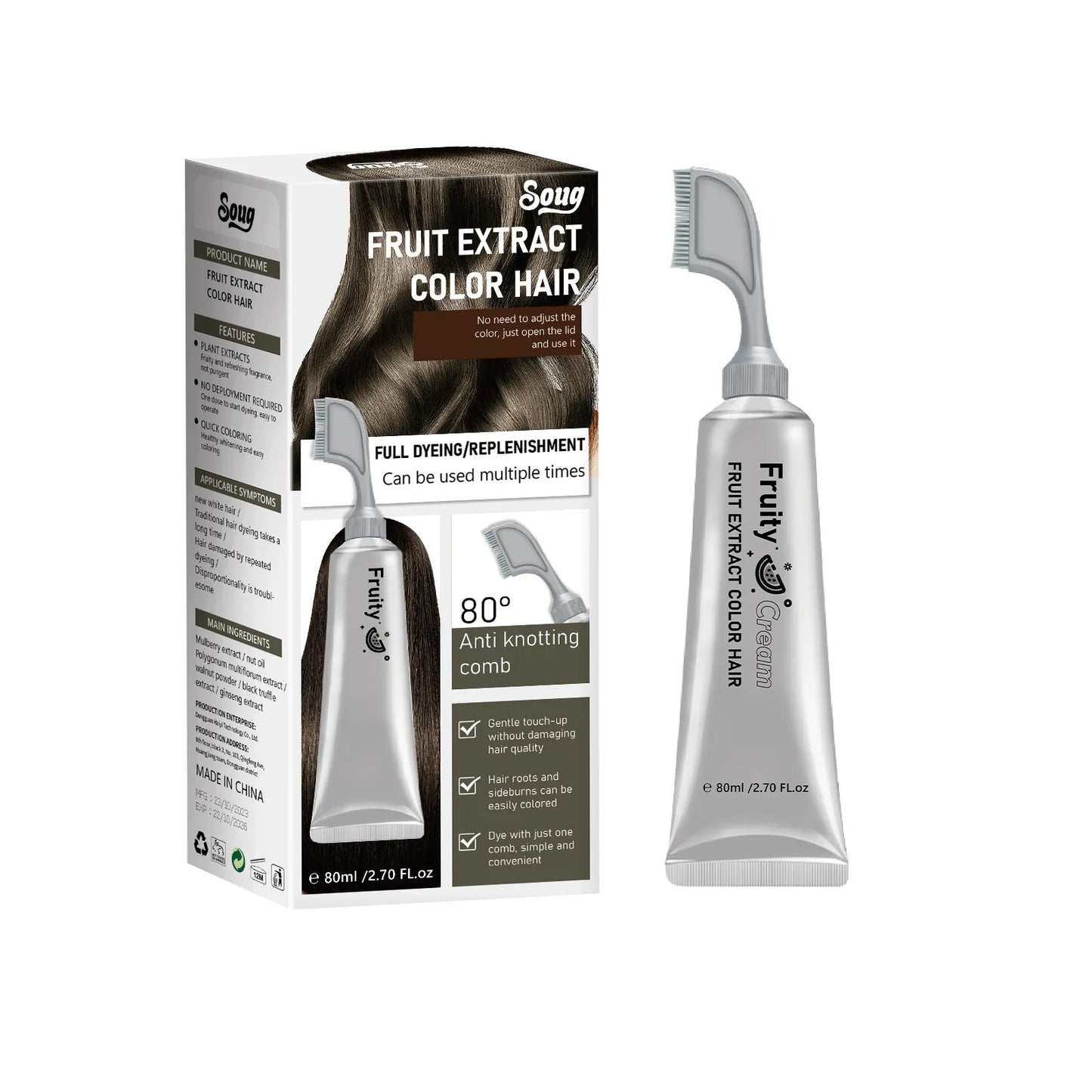 🍋Instant blackening hair dye comb—covers gray hair immediately